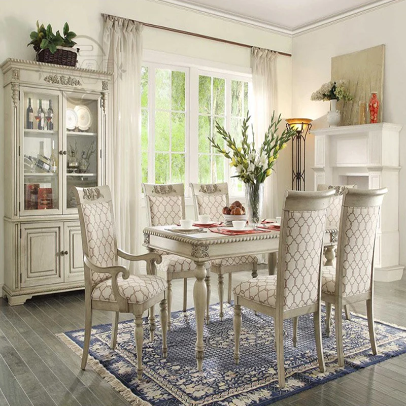 country solid wood dining table is old, light luxury, simple and simple, retro, fashionable, modern small apartment
