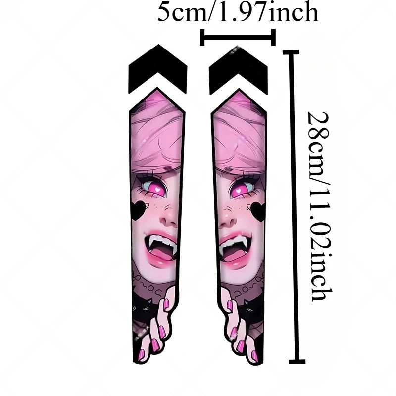 1pair Anime Eyes MTB Bike Sticker Waterproof for Highway Bicycle Fork Top Tube Motorbike Electric Scooter Decoration Vinyl Decal image 2