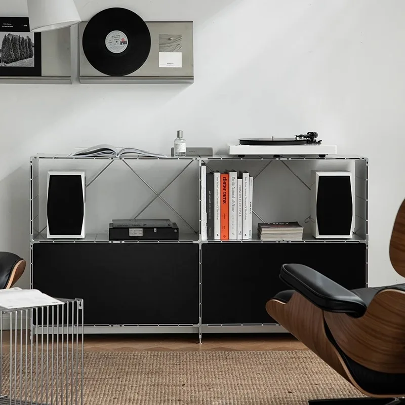 Aluminum metal cabinet Module combination Small cloth storage Side TV Display Bookcase