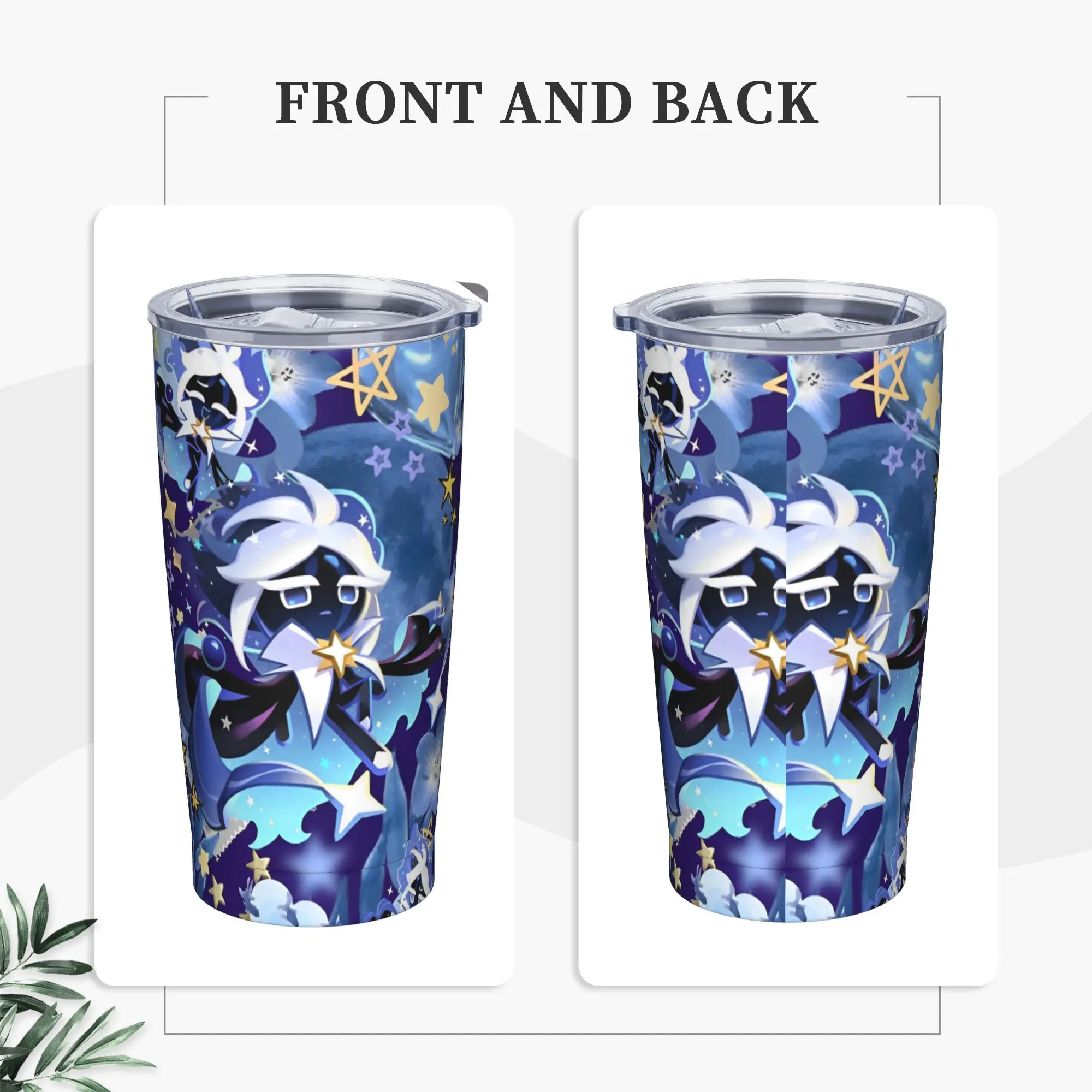 Stardust Cookies Insulated Tumbler with Straws Cookie Run Kingdoms Vacuum Coffee Mugs Outdoor Portable Car Bottle Cups, 20oz