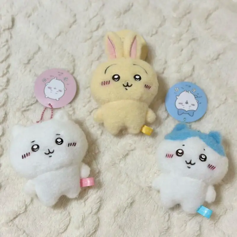 MINISO Kawaii Anime Self Deprecating Bear Fury Chiikawa Hachiware Usagi Plush Doll Bag Pendant Decoration Keychain Girls Gifts