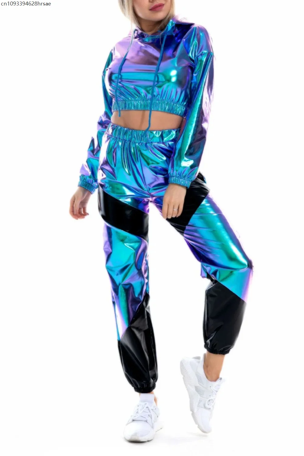 

Women Shiny Metallic Joggers Pants Hip Hop Trouser Holographic Clothes Rave Festival Disco Pole Street Wear Dance Wear Sweatpant