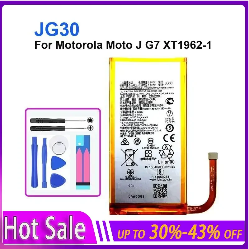 

Mobile Phone Battery JG30 3000mAh for Motorola Moto J G7 XT1962-1 MotoJ, High Quality Batterij Batteries Warranty + Track Code