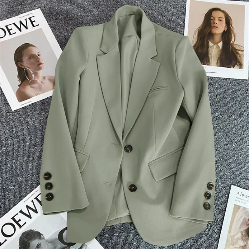 

Women Jacket New in Korean Fashion Small Suit Top Brown Suit Coat Clothes Loose Straight Temperament Slim Blazer for Women Chic