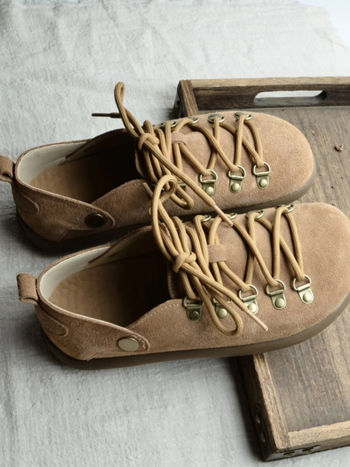 Careaymade-Genuine leather Plus Size women\'s shoes wider toe Flats Single Shoes Casual Shoes Lace Up Fashion Antislip shoes