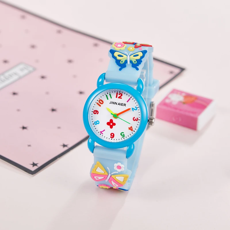 jinnaier famous brand children boys girls cute lovely flowers Butterfly watches girls' Princess bracelet gifts watch waterproof