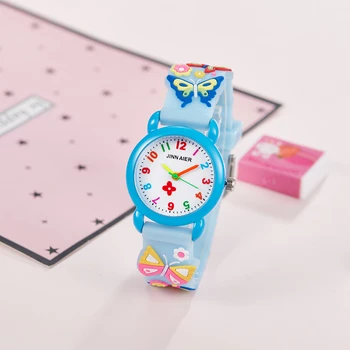 Jinnaier العلامة التجارية الشهيرة الأطفال بنين بنات لطيف جميل الزهور الفراشة الساعات الفتيات الأميرة سوار الهدايا ساعة مقاوم للماء