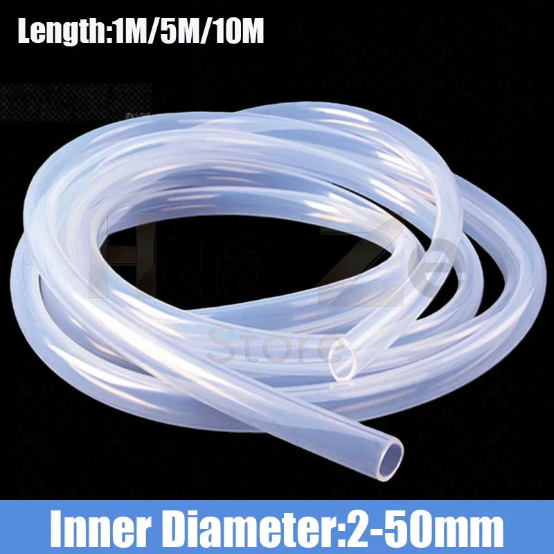 1M 5M 10M Food Grade Transparent Silicone Tube, Non-toxic Flexible Silicone Rubber Hose, ID 2mm-50mm Multiple Sizes Available