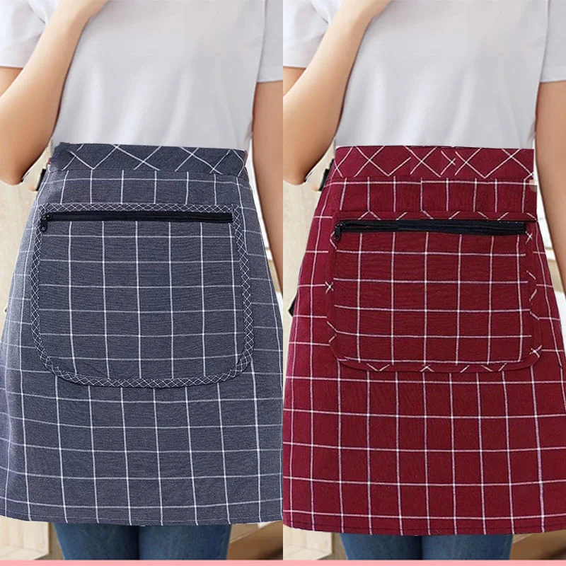 Summer Thin Apron Half length Apron Summer Thin kitchen home cotton breathable antifouling zipper pocket