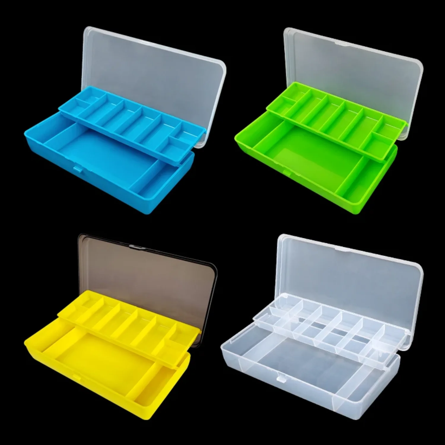 Double Layer Fishing Tackle Box Plastic Accessories  Organizer Jig  Spinner Hook Bait Tool Case Carp Fishing Boxes