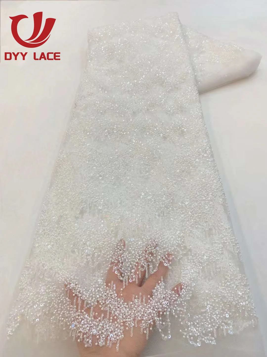 2023 African Lace Fabric Sequins Embroidery Groom Nigerian Bridal High Quality French Tulle Lace Fabric For Wedding Party 5 Yard