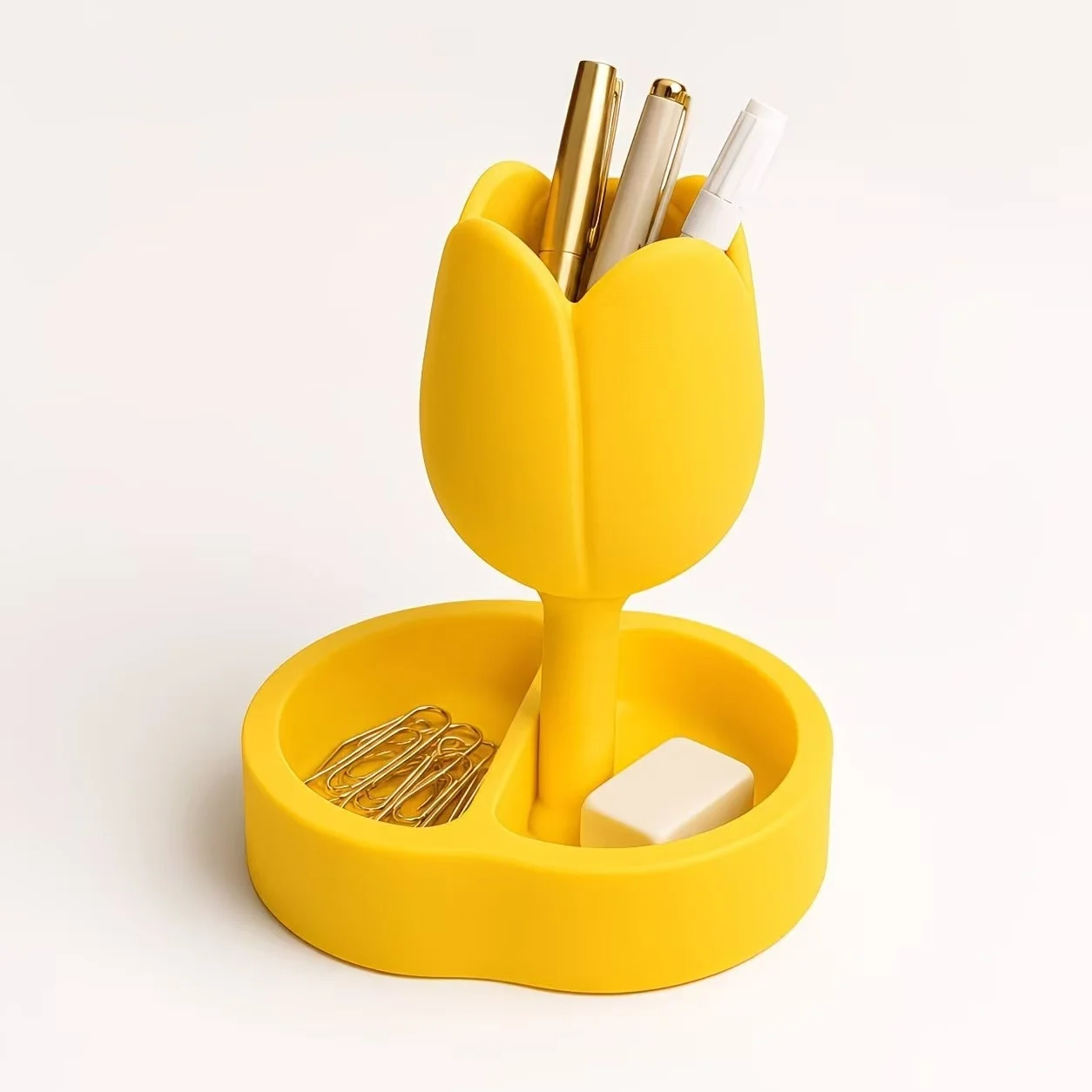 3D Printed Tulip Jewelry Storage Tray, Entryway Tabletop Makeup Brush Holder, Multifunctional Storage Ornament for Rings and Earrings