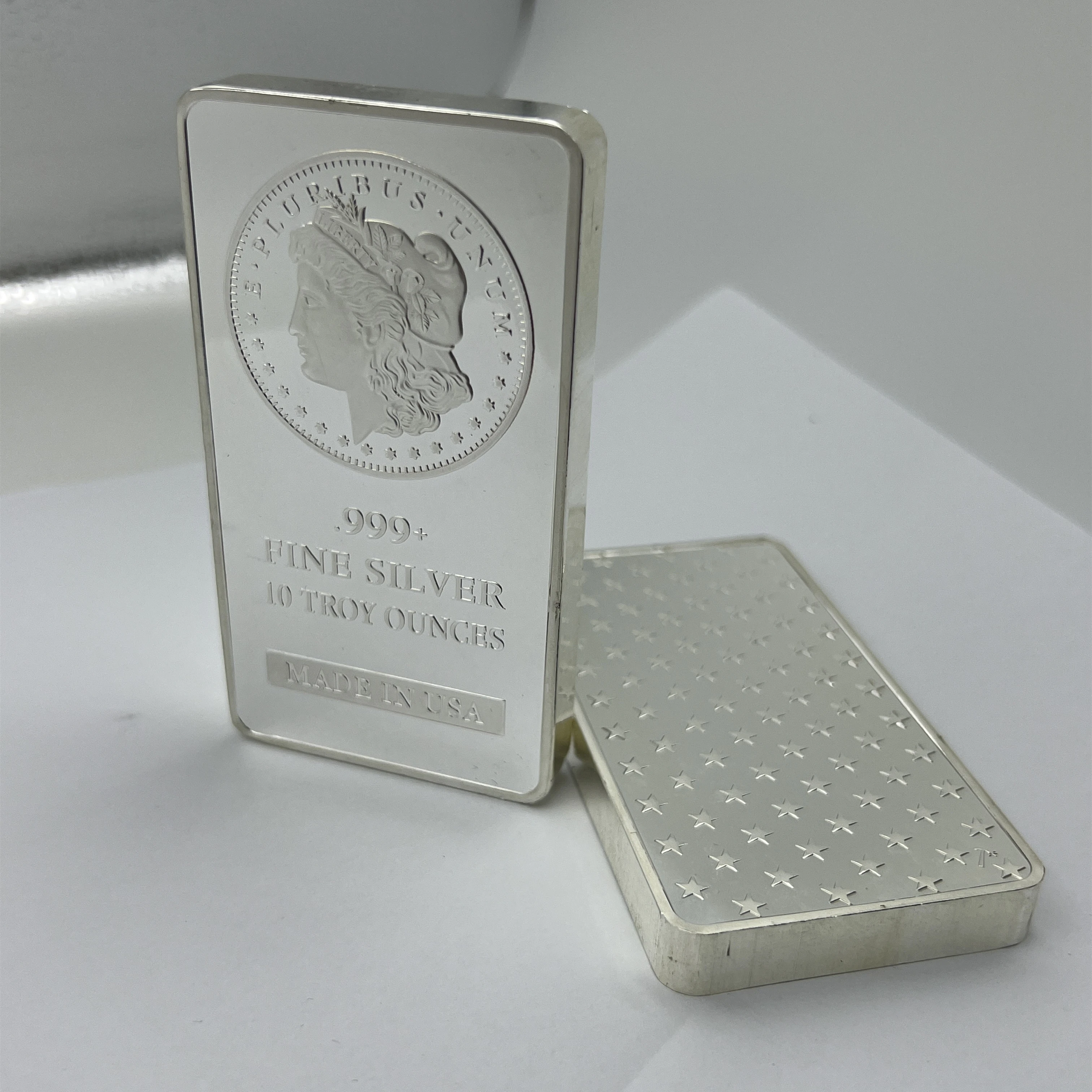 2025 Non  Magnetic 10 OZ USA Badge Silver Plated Coin Vacuum Sealed Pack Bar