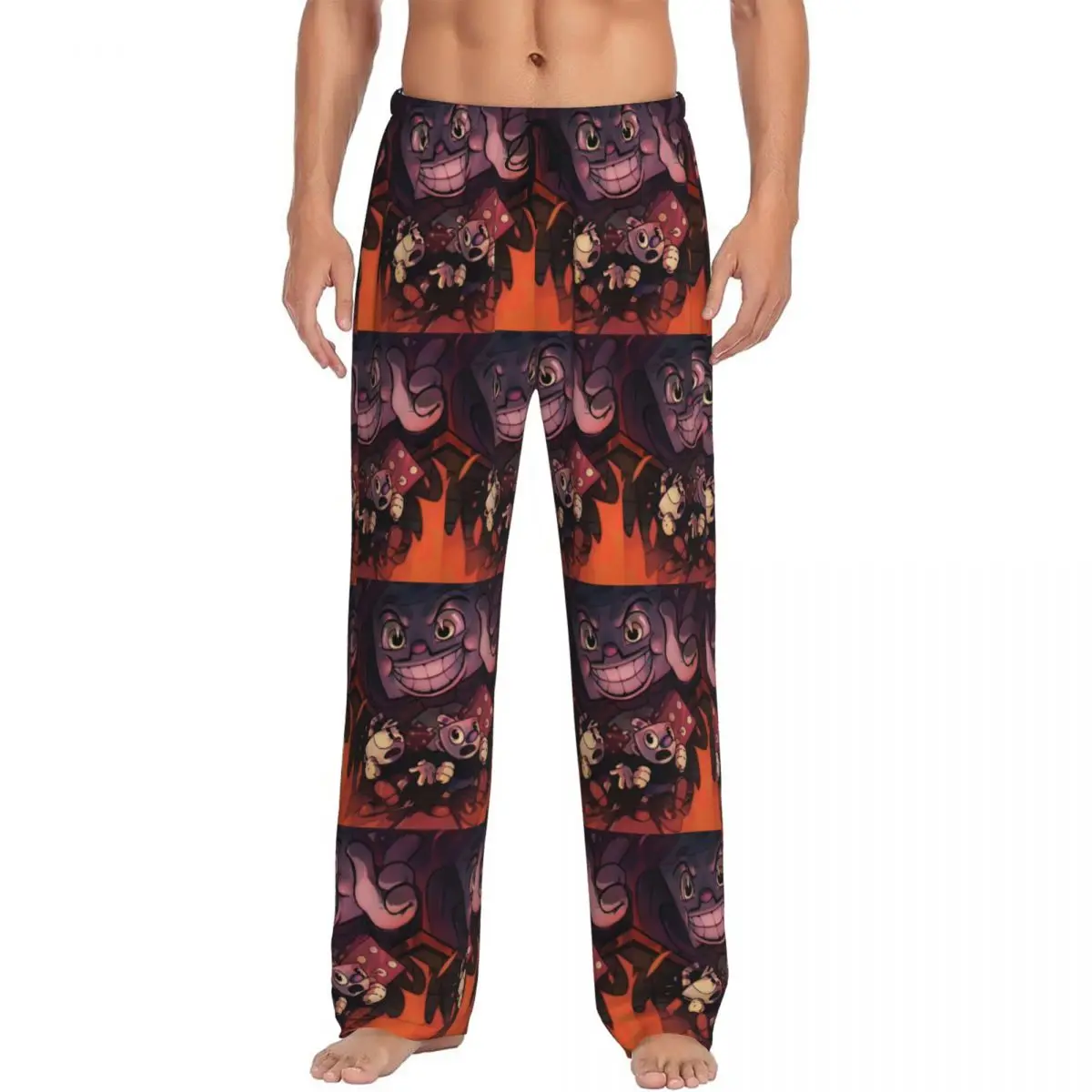

Custom Printed Men Cupheads Pajama Pants Mugman Game Sleepwear Sleep Lounge Bottoms with Pockets