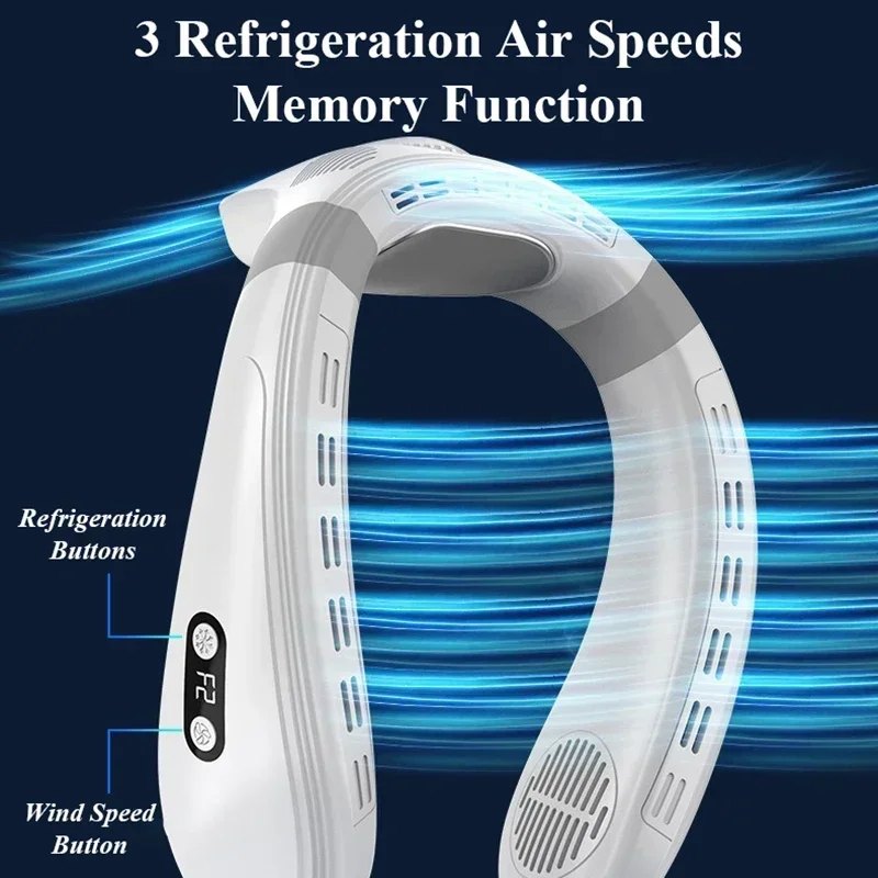 New Neck Air Conditioner Portable Neck Fan Rechargeable Semiconductor Cooling Bladeless Fan Outdoor Personal Fan Wearable Cooler