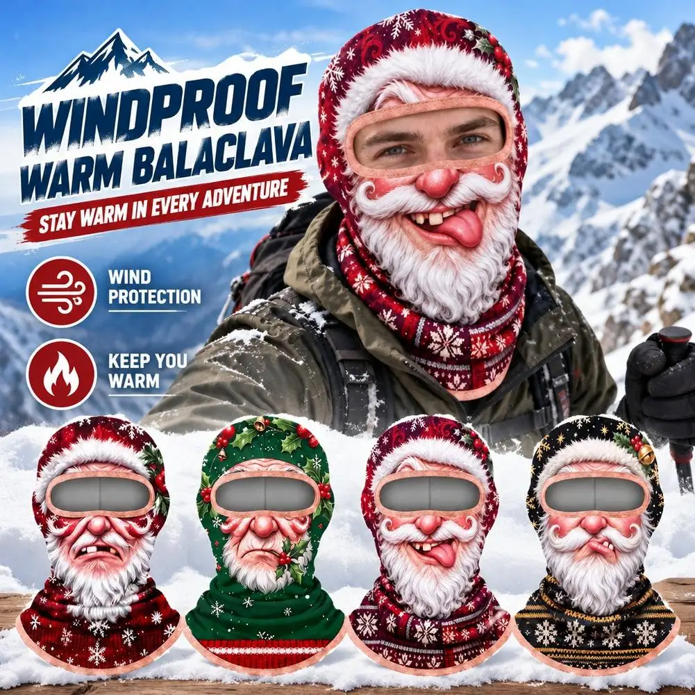 Fleece Funny Ski Mask Balaclava Thermal Windproof Full Face Cover Helmet Compatible Neck Warmer Hood for Snowboarding Skiing