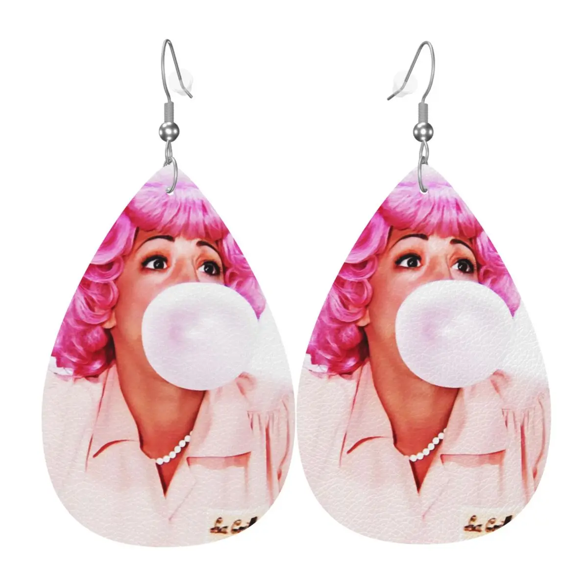 

Custom Drop Dangle Earrings Movie Character Grease Leather Teardrop Earrings PVC Leather for Gifts Dainty Jewelry