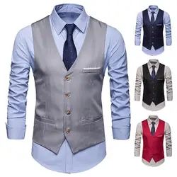 High Quality Dress Vests For Men Slim Fit Mens Suit Vest Male Waistcoat Gilet Homme Casual Sleeveless Formal Business Jacket