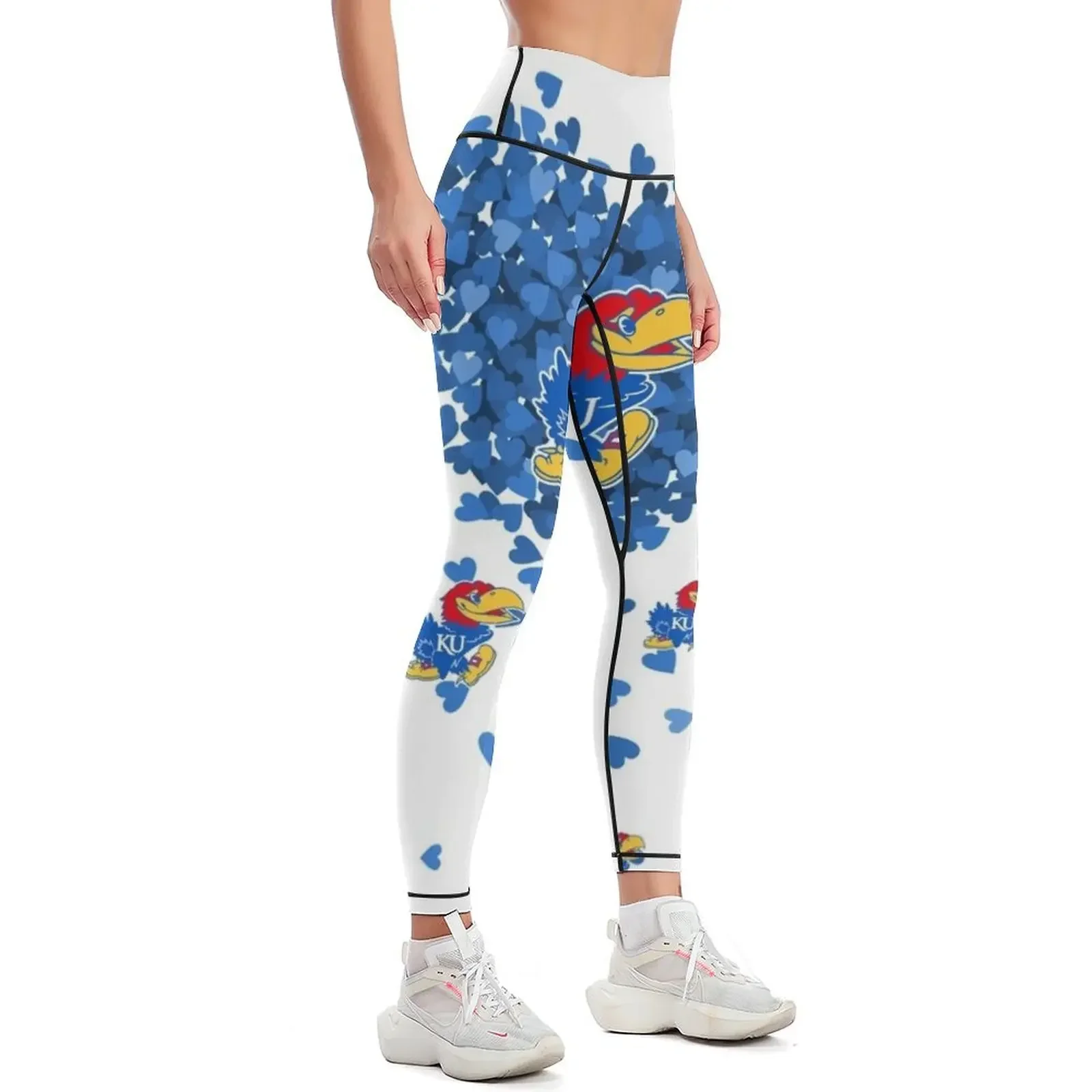 Love Kansas Jayhawk Ku Hearts Leggings high waist Jogger pants Fitness clothing gym pants Womens Leggings