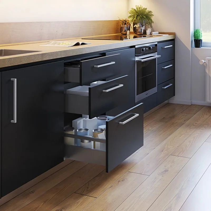 Vertex 131mm 40kg Heavy Duty Steel Drawer Slide 3D Height Adjustment 18mm Plate Thickness 350mm Depth Exterior Design