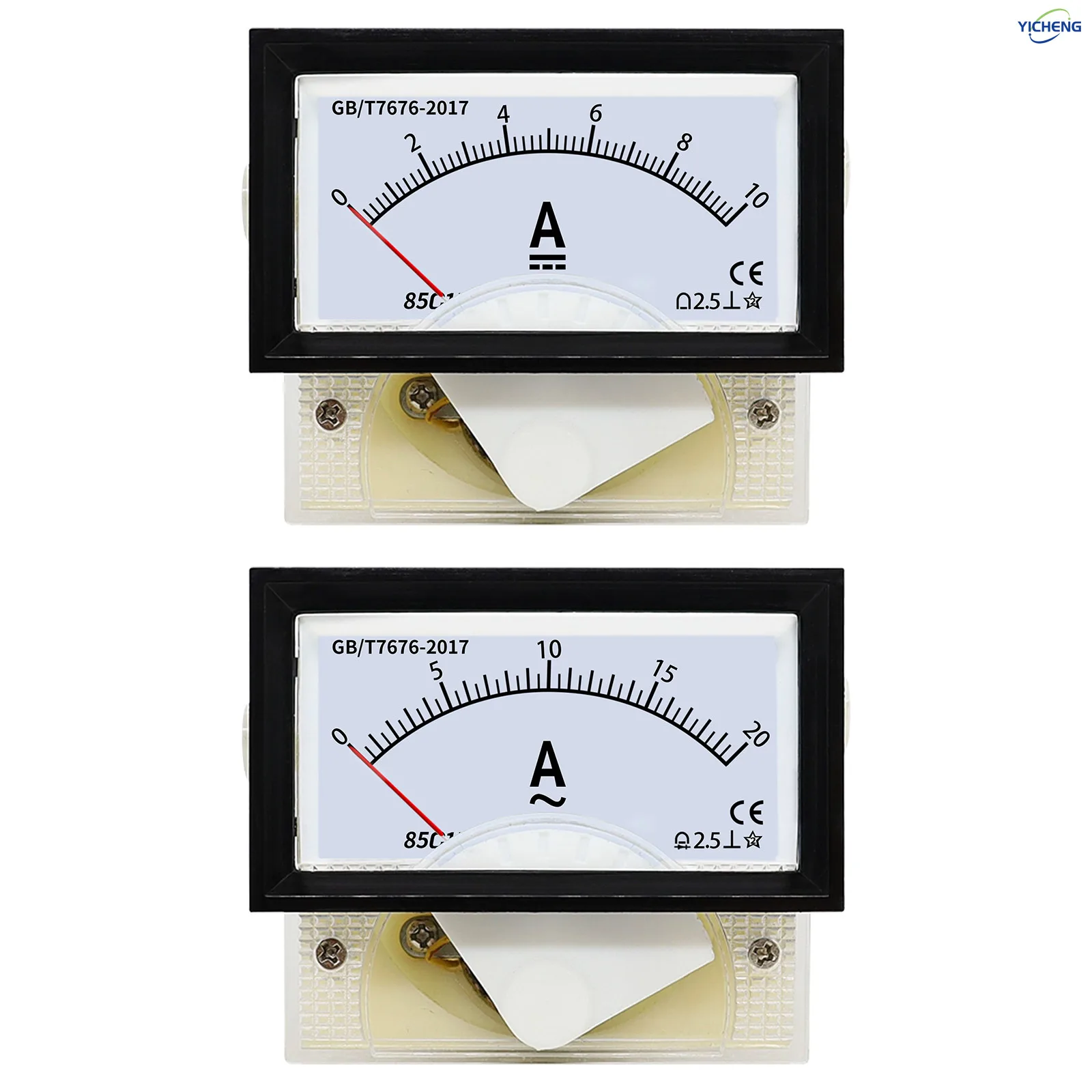 YICHENG Pointer type mechanical ammeter, DC/AC 1A-50A .Direct connection.Panel size40mm* 70mm, hole size 38*68mm