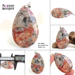 Natural Crazy Lace Rosetta Agate Stone Pendant Stripe Charm Carnelian Fashion Quartz CAB Gems Jewelry Necklace Accessories BP692
