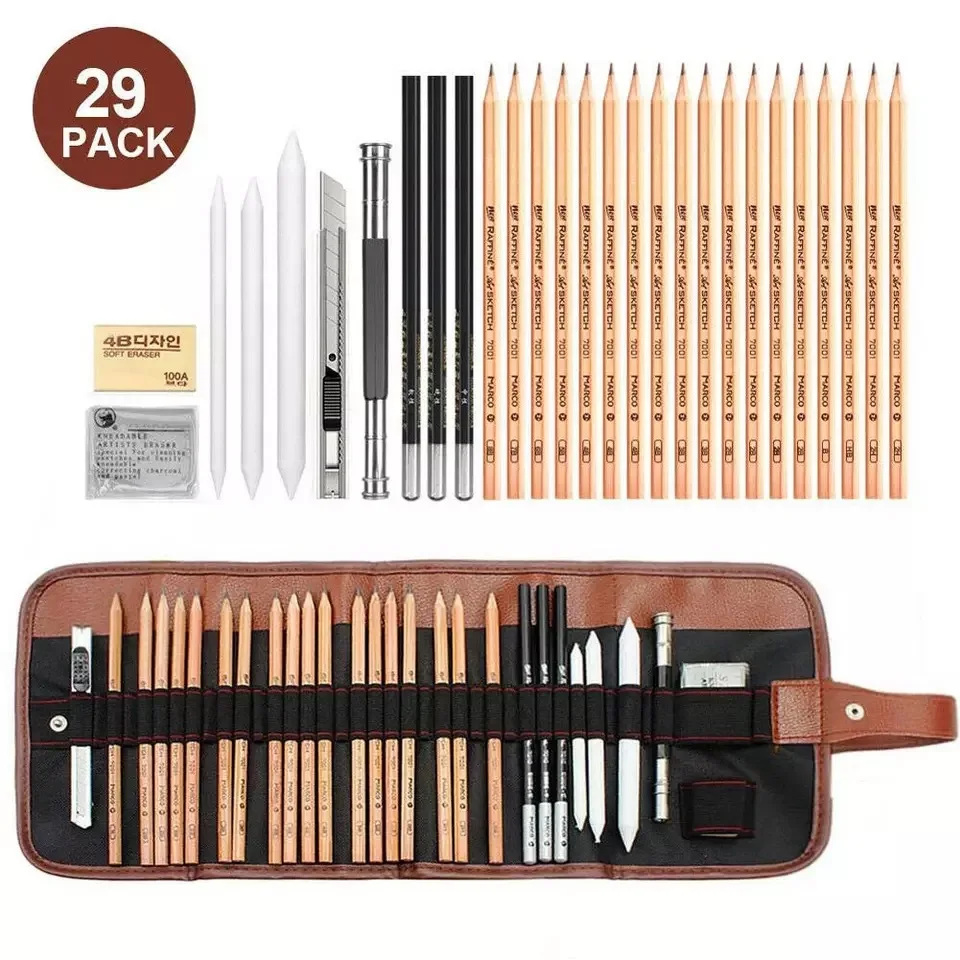 

21pcs Sketch Pencil Set Professional Drawing Pencils Bags Portable Outdoor Travel Ketching Painter School Students Art Supplies