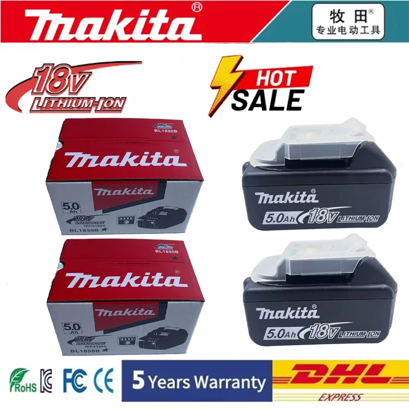 Japón Makita 18V 5.0Ah DDF487 DGA404 DTW700 DHP487 Batería De Herramienta eléctrica reemplazo de batería LED de carga