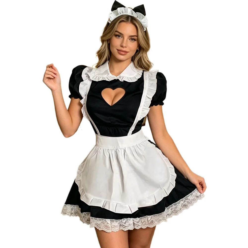 

Hot Sexy Lolita Maid Uniform Christmas Dress Role Play for New Year Lace Underwear Party Theme Costumes Loop Mi Hero Academia