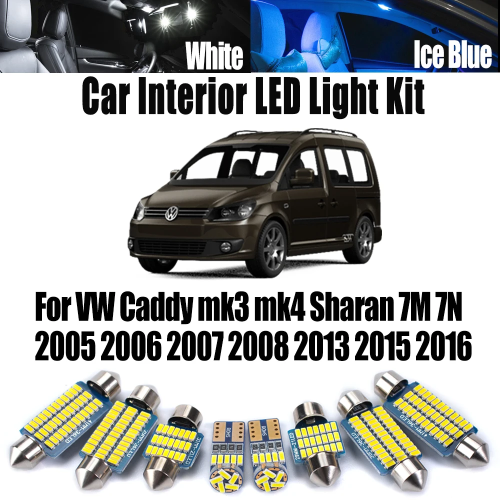 Canbus LED الداخلية القراءة الجذع خريطة قبة طقم إضاءة لشركة فولكس فاجن العلبة mk3 mk4 شاران 7M 7N 2005- 2007 2008 2013 2015 2016 لمبات السيارات #1