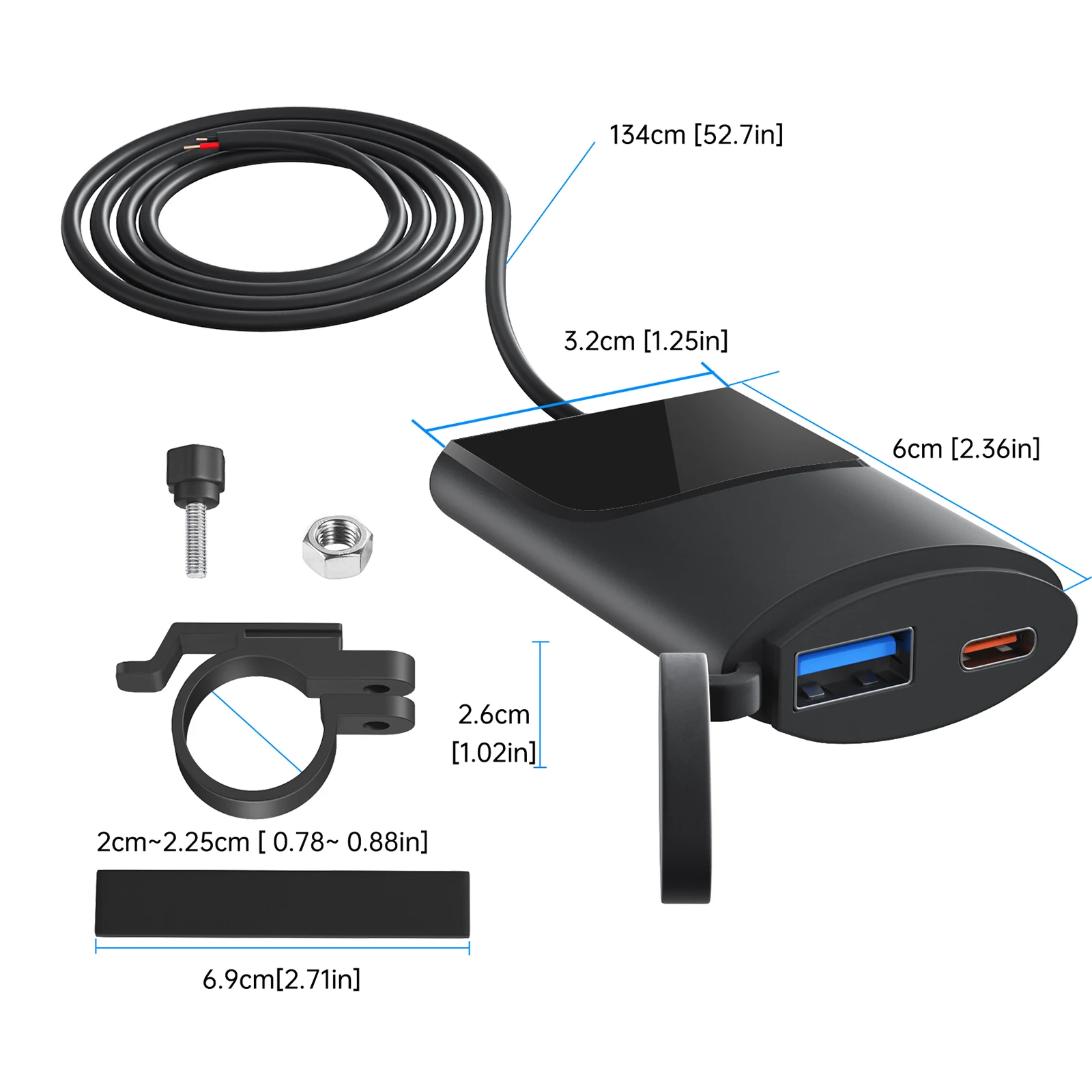 دراجة نارية شاحن سريع مزدوج USB/PD موتو امدادات الطاقة المقبس مقاوم للماء 12 فولت-24 فولت شحن سريع محول QC3.0 USB + نوع C