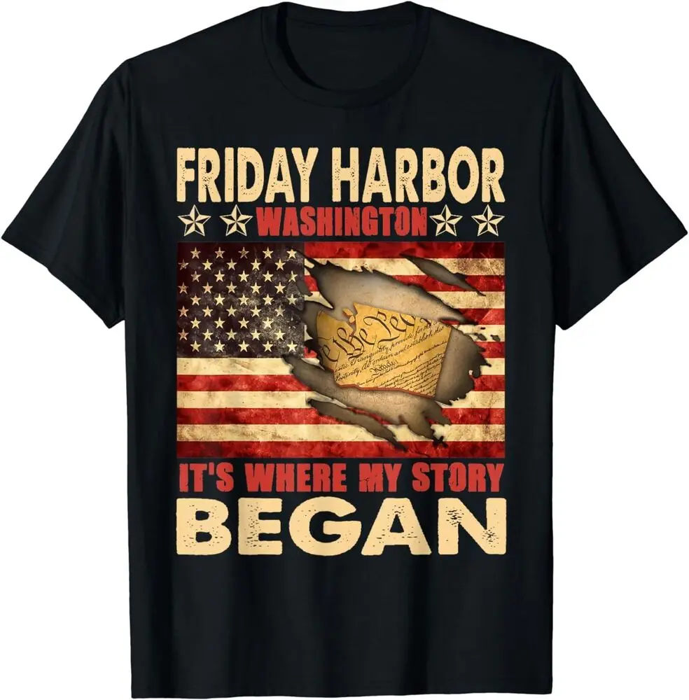 Friday Harbor Washington USA Flag 4th Of July T-Shirtfor Men Clothing Women Tees High Quality 100%Cotton Short Sleeve