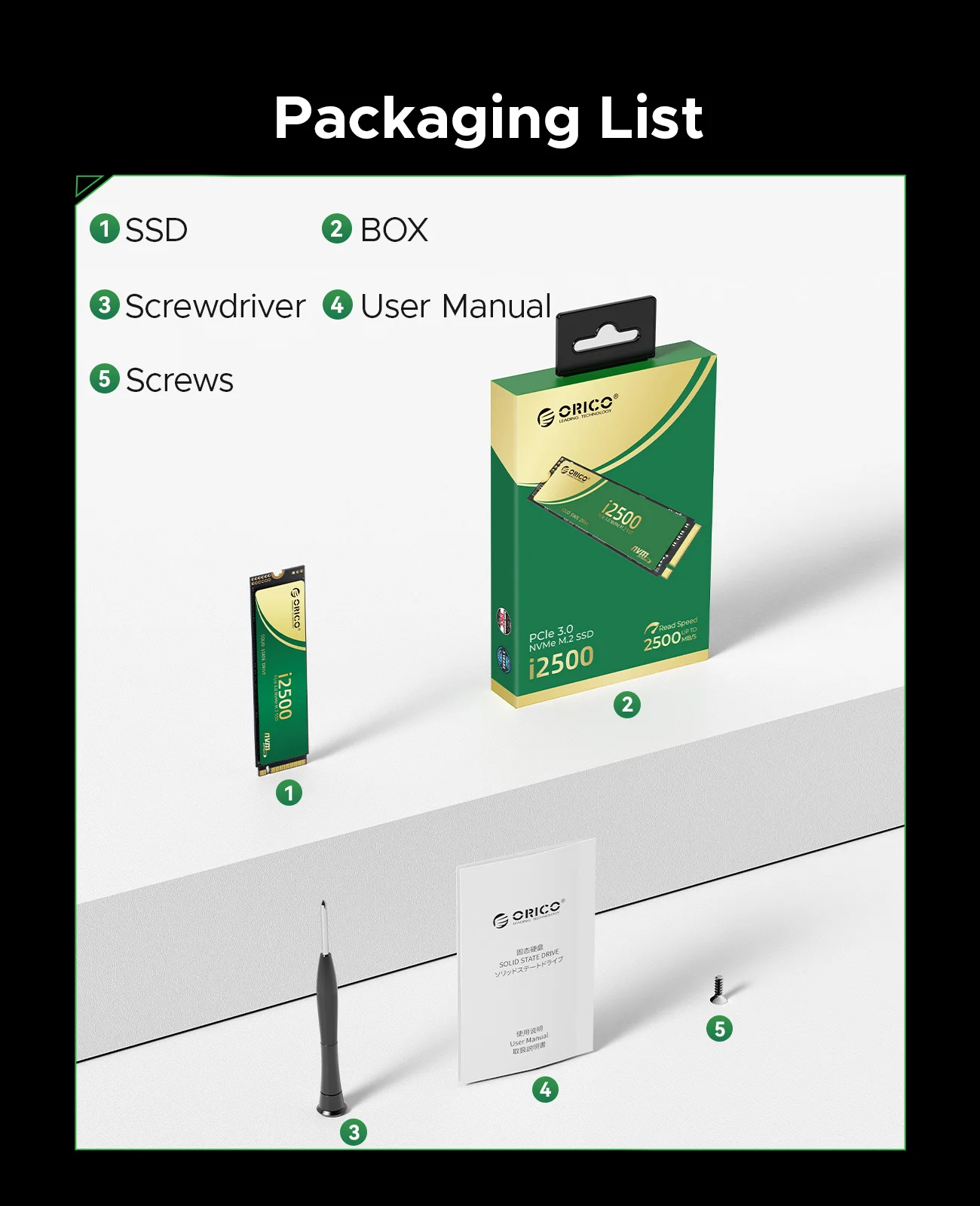 ORICO Raspberry Pi 5 용 TLC NAND 플래시 내장 솔리드 스테이트 드라이브, 256GB M.2 NVMe SSD PCIe Gen3 x 4 2280 SSD, 최대 2500 MB/s