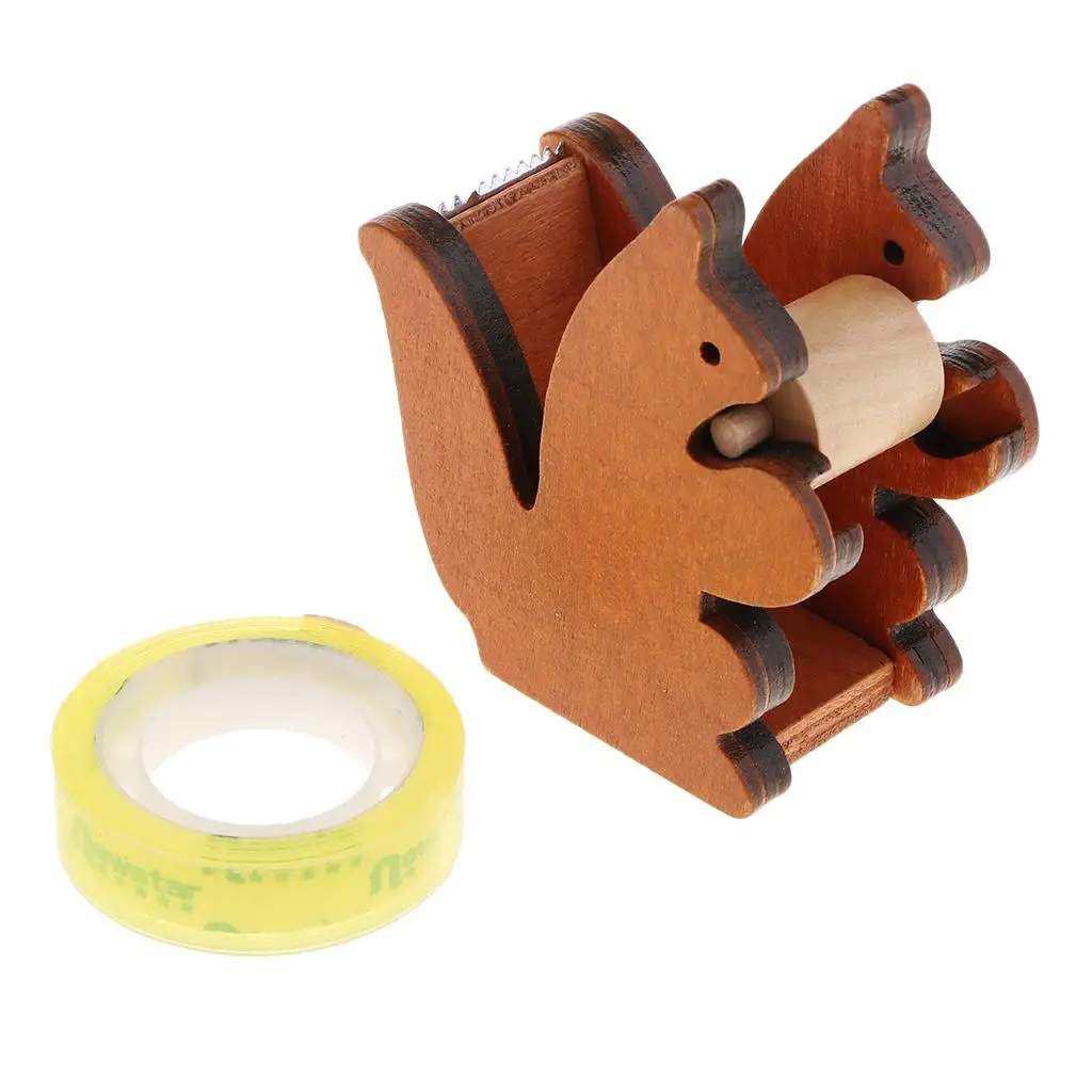 Wood Squirrel Tape Dispenser /Album Masking Tape Cutter Office Tape Holder Friendly