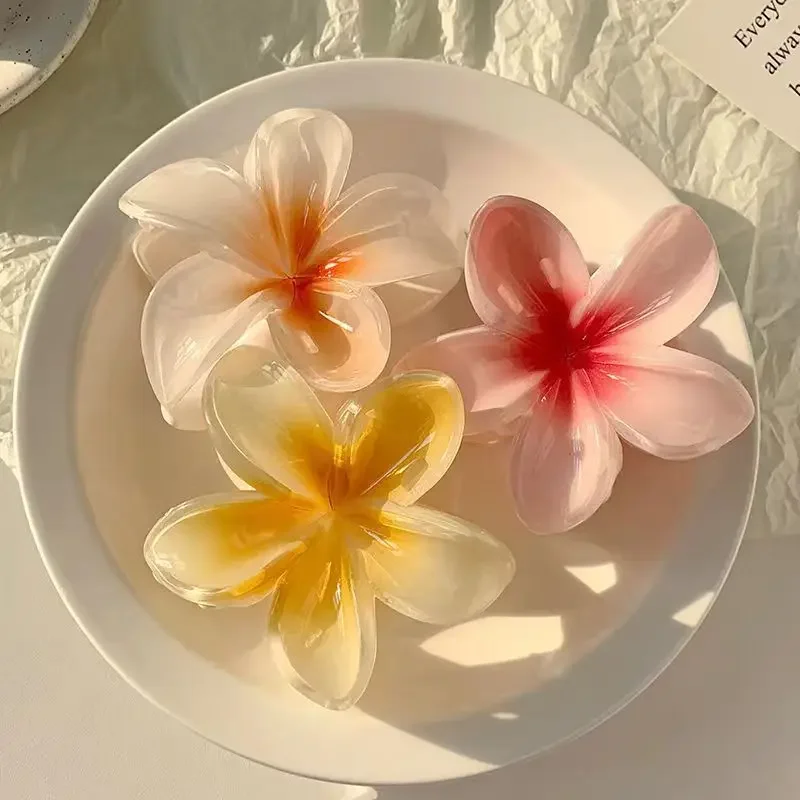 AISHG Farbverlauf Große Blume Acryl Haarnadel Damen Süße Haarklammer Krabbenklammer Haarnadel Hawaiianische Tiara Böhmisches Strandaccessoire