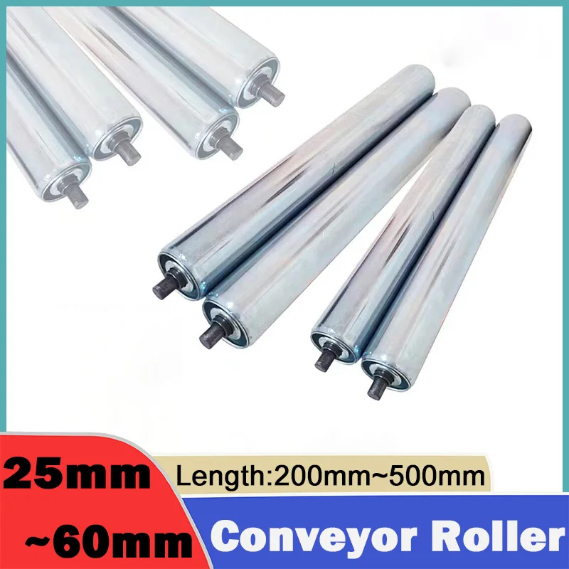 1Pcs 25/38/50/60mm Galvanized Roller Conveyors Length：200~500mm Gravity Transmission Replacement Part for Rollers Conveyor