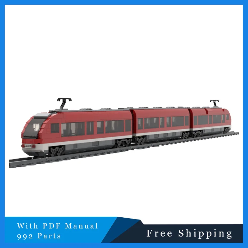 992 pièces technologie de Train rouge modulaire populaire MOC bloc de construction créatif modèle enfants bricolage Puzzle jouet cadeau d'anniversaire de noël