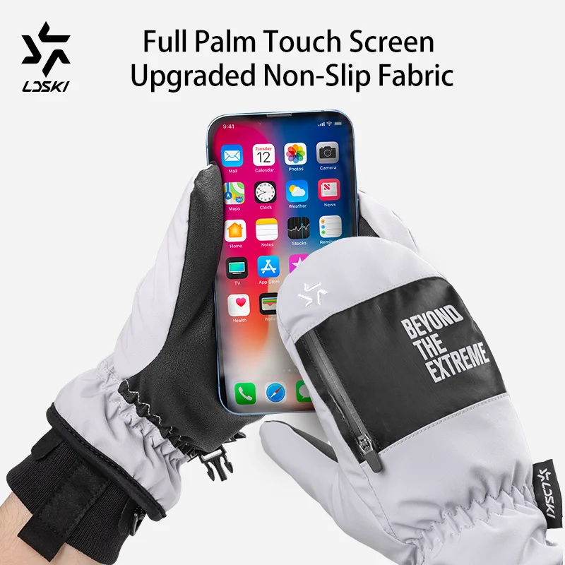 LDSKI guantes de esquí para hombre y mujer, manoplas térmicas impermeables y transpirables con pantalla táctil, accesorios para Snowboard, Invierno