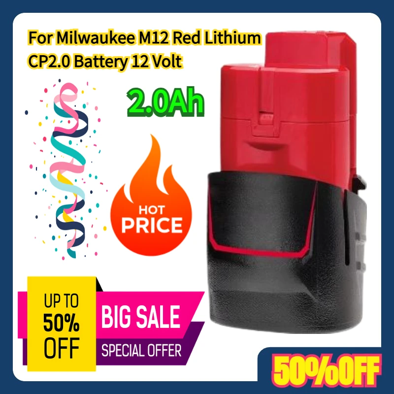 

For Milwaukee M12 Red Lithium CP2.0 2.0Ah Battery 12 Volt