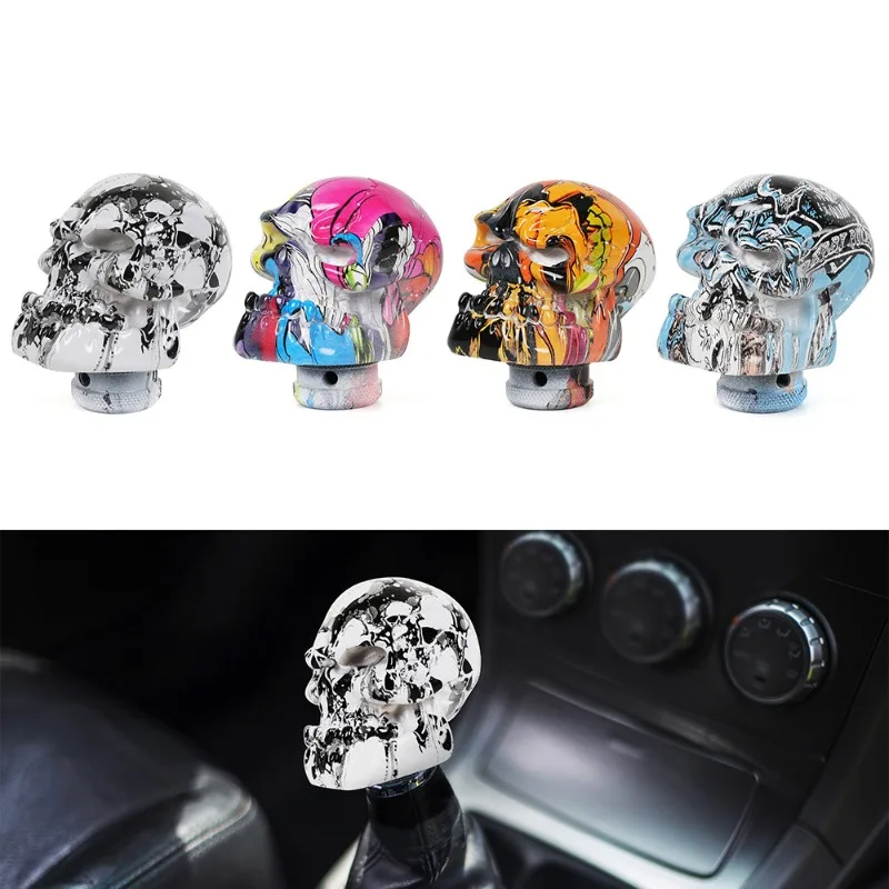 

Аксессуары для модификации автомобиля, граффити, смола, череп, головка шестерни, персонализированная ручка переменной скорости, гандбол переключения передач, универсальный