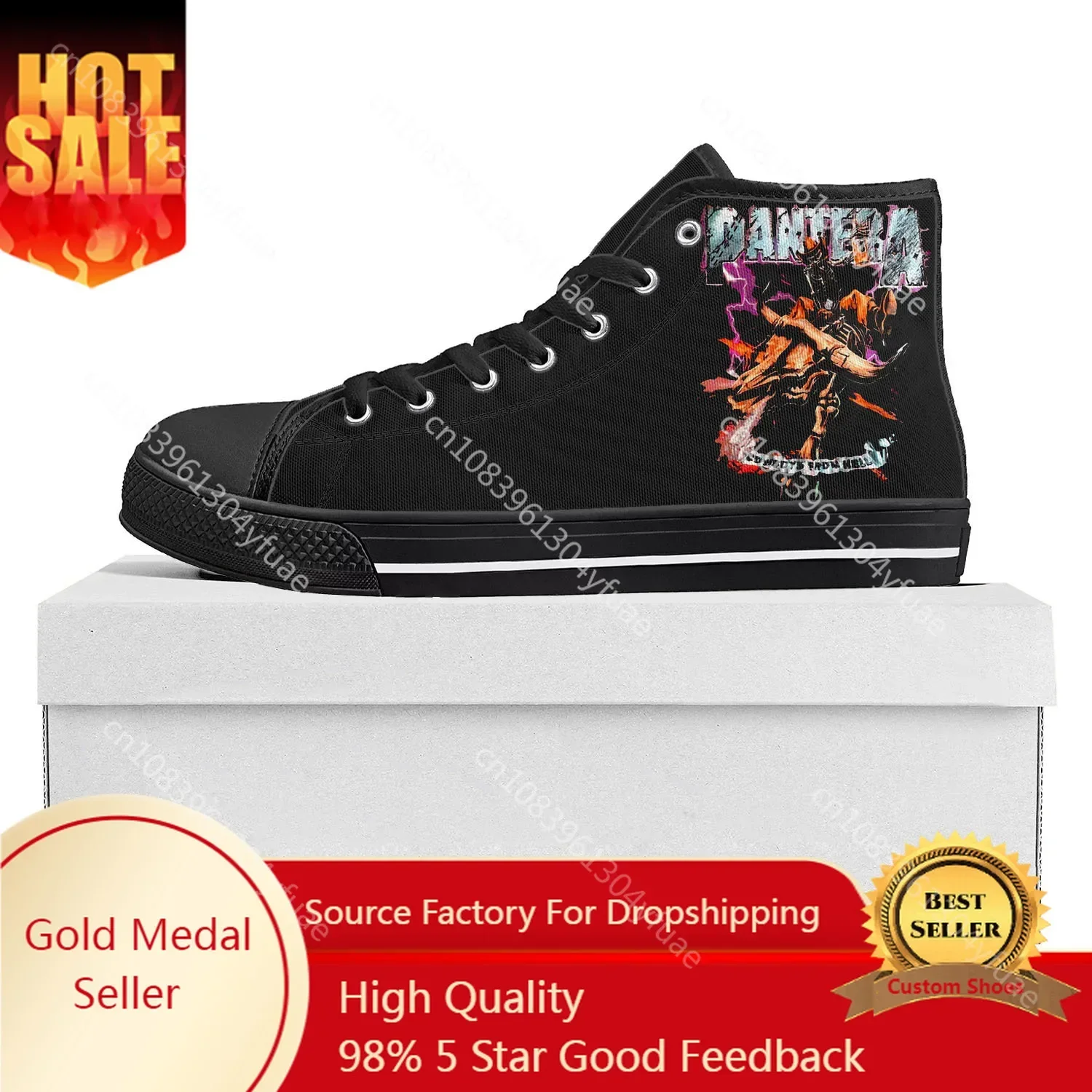 Pantera Metal Band Pop High Top High Quality Sneakers Mens Womens Teenager Canvas Sneaker Casual Couple Shoes Custom Shoe Black