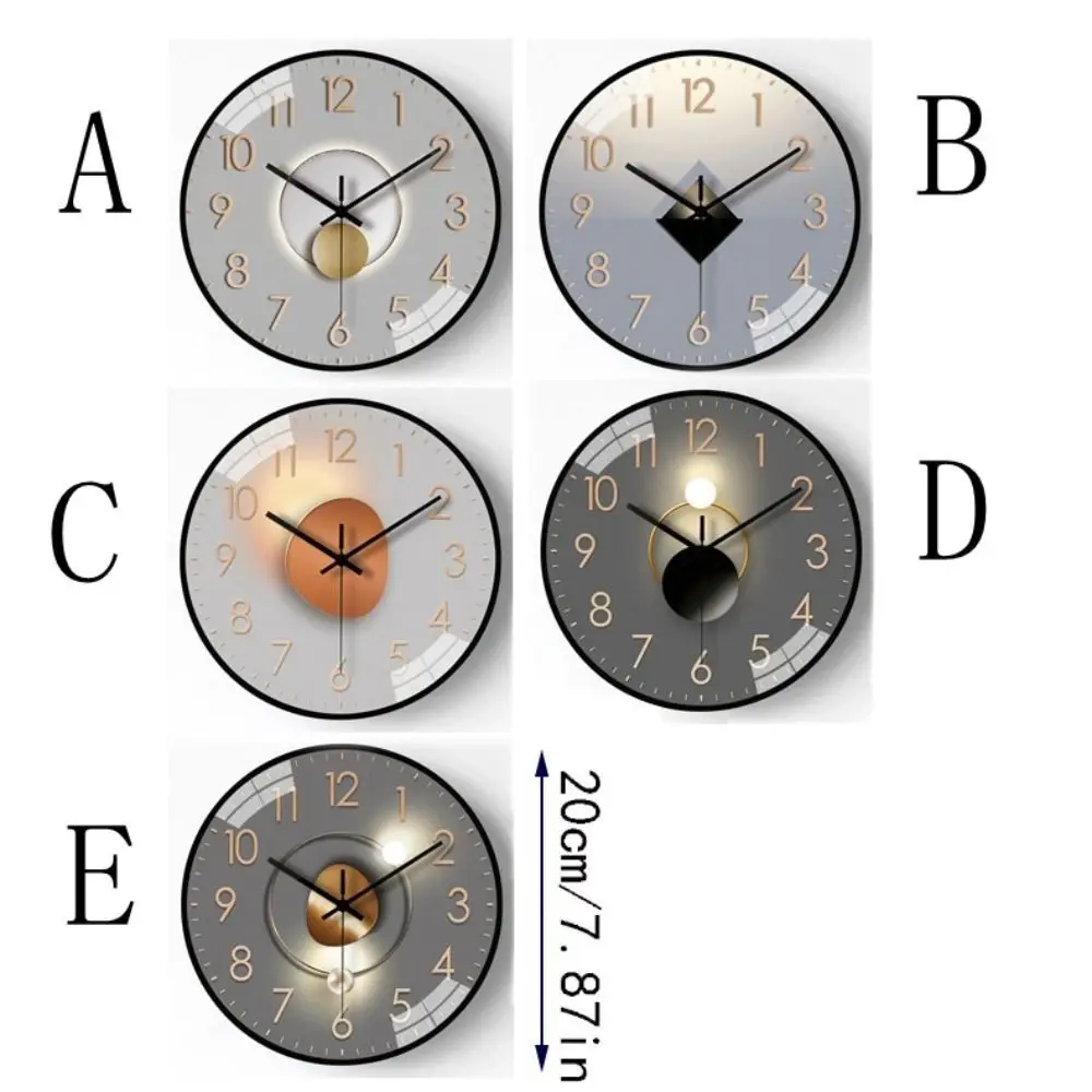 Modern Decor 8 Inches Wall Clock Silent Movement Fashion Mute Clock Geometric Design Quartz Hanging Watch Home