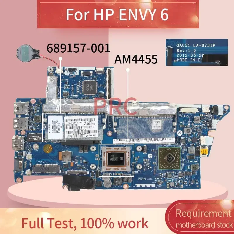 689157-001 689157-501 For HP ENVY4 ENVY6 Laptop Motherboard AM4455 QAU51 LA-8731P AMD Notebook Mainboard