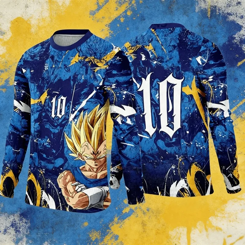Camiseta de manga larga deportiva de otoño/invierno para hombre adulto, edición especial de fútbol de Vegeta de Dragon Ball Z, anime japonés.