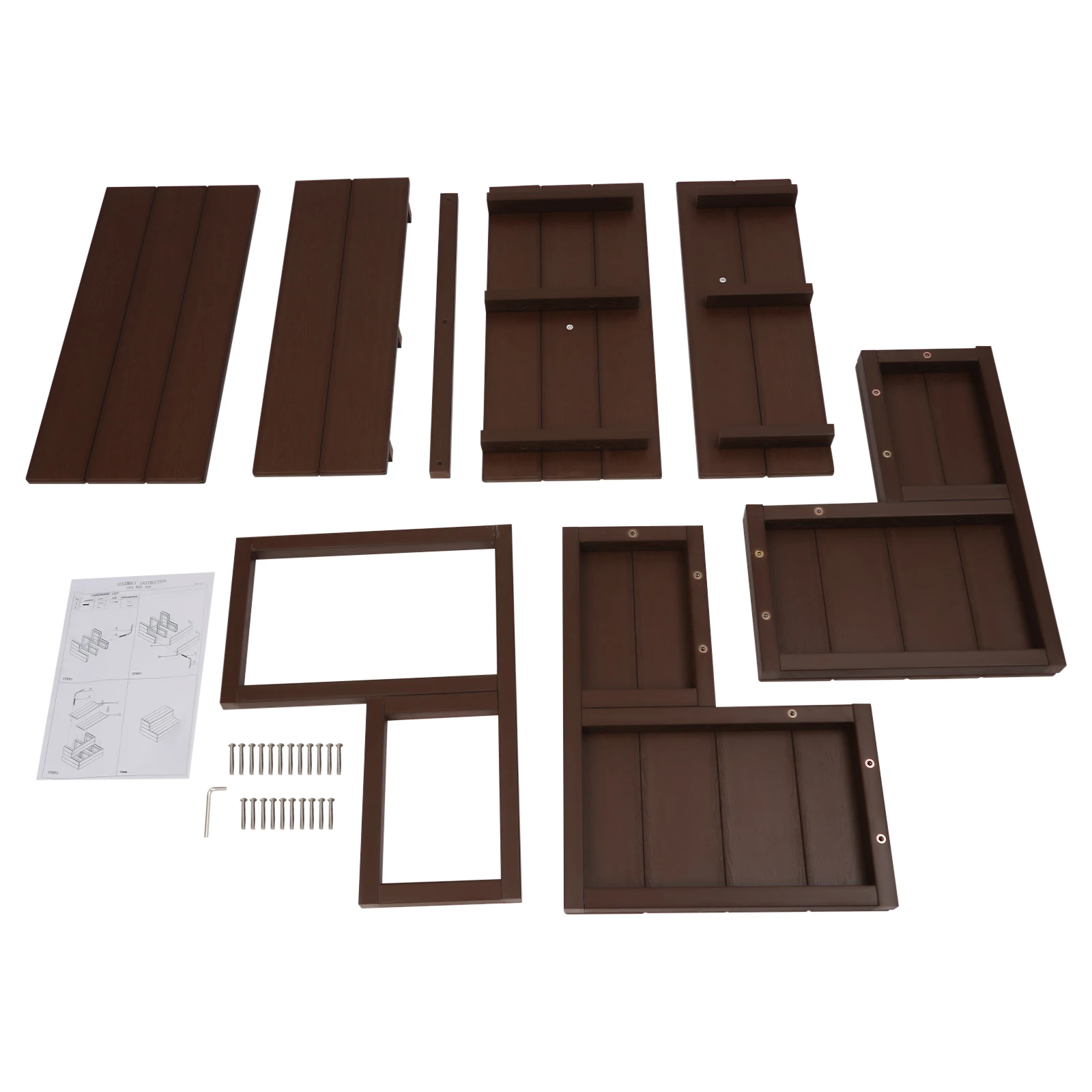 Bahan PS WPC Cokelat 63.5*55.88*38.1cm Tangga Bak Mandi Anti Selip dan Stabil serta Tangga Bak Mandi Bertingkat Dua