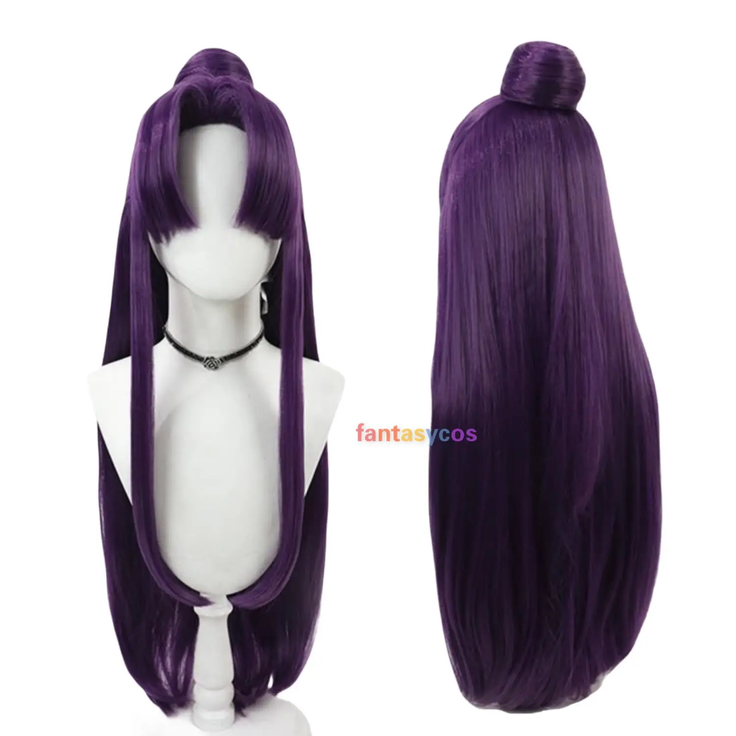 

Jinshi Cosplay Wig Anime The Apothecary Diaries Purple Long Bun Heat Resistant Synthetic Hair Costume Party Role Play Wigs