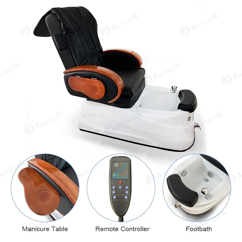 Anteeth Customize Pedicure Chair Nail Salon Furniture Foot Spa Chair Backrest with Massage Function Pedicure Chair