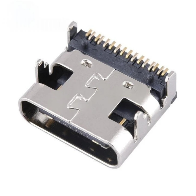 100PCS Surface Mount USB-3.1 Socket SMD 16P Type-C Female High-Definition Transmission Interface 4-Pin Direct Insertion