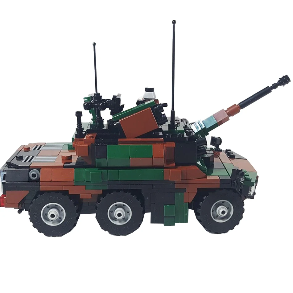 WW 2 Military Series Ebrc Jaguar Mini Building Blocks Model Armored Reconnaissance Vehicle Assembly Bricks Toy Kid Holiday Gifts