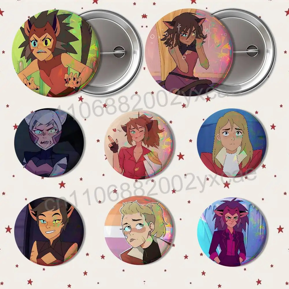Adora Catra She-Ra Round Exquisite Badge Brooches Creative Pins For Clothes Hat Backpack Gift Accessories